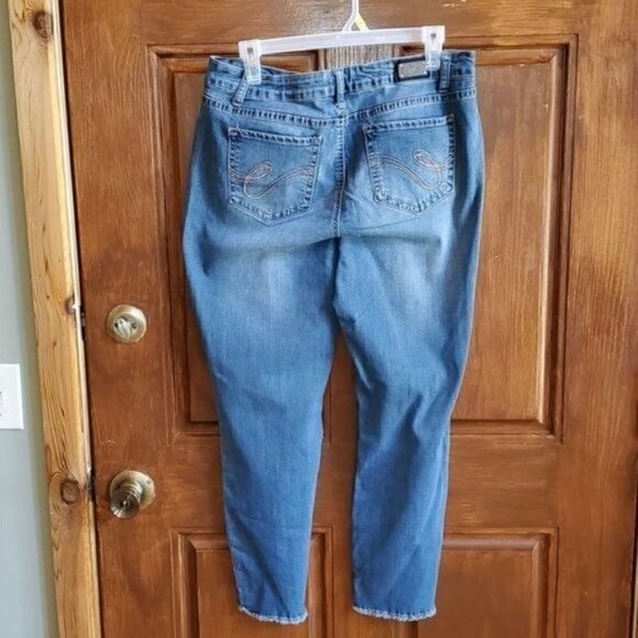 Earl Jeans Embroidered w Pockets & Original Raw Hem Sz. 14 Blue Jeans - Picture 5 of 8